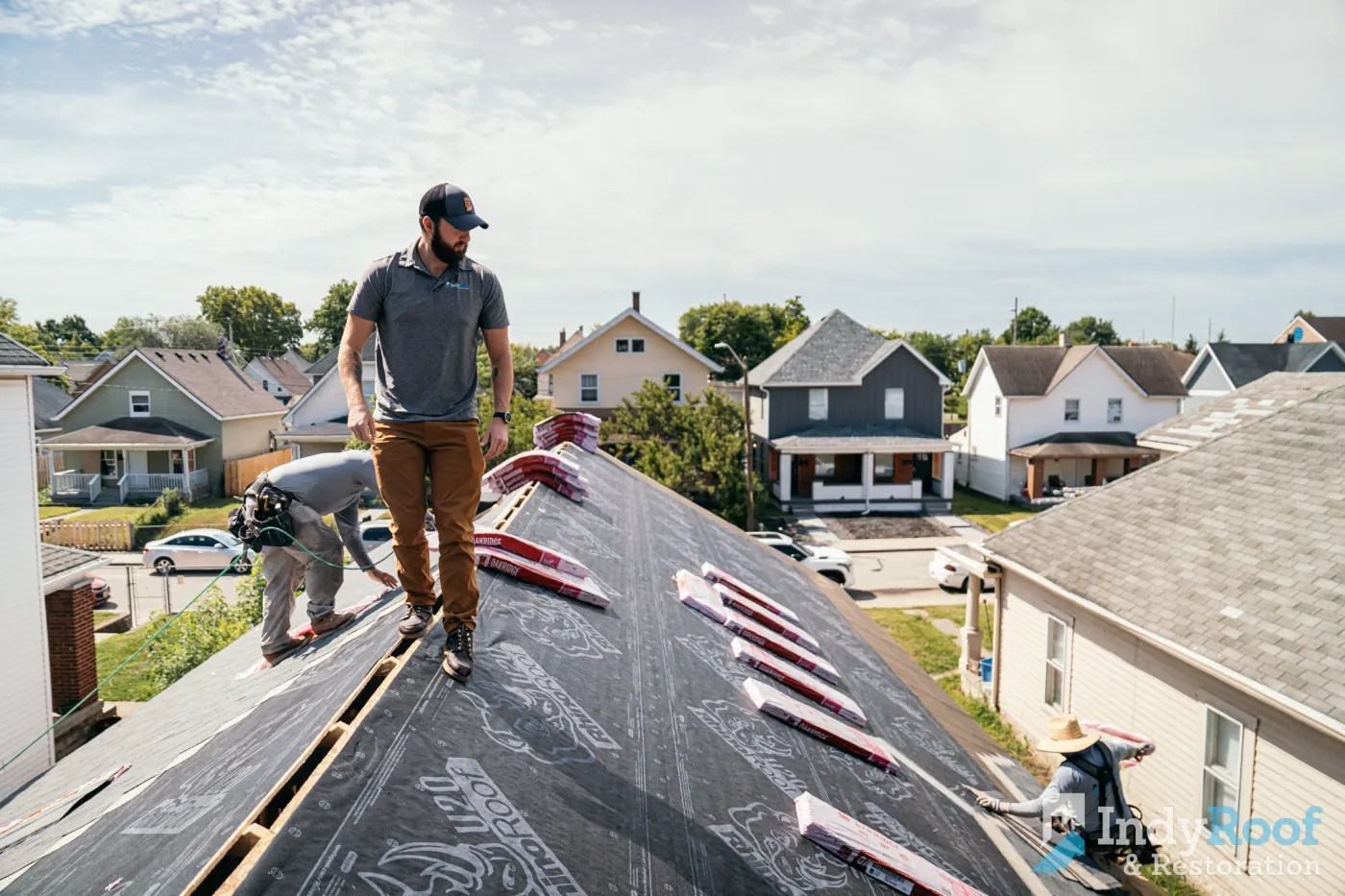 Tarping and dry-in on a Russiaville commercial roof